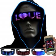 LED Brille mit programmierbarer LED-Anzeige I App gesteuerte wireless Partybrille I Ohne Kabel I Akkubetrieben