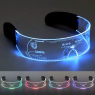 Cyberspace LED Brille 2.0 mit 289 Leuchtvariationen I 17 Leuchtmodi in 7 Leuchtfarben beidseitig einstellbar I Leuchtende Rave Visor Cyperpunk Streulicht-Brille mit Farbwechsel Blinken Dauerleuchten