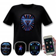 Programmierbares LED T-Shirt mit vielen Motiven, Animationen, eigenen Texten & Selfie-Funktion I Wireless Handy App Shirt I Soundsensitiver Equalizer