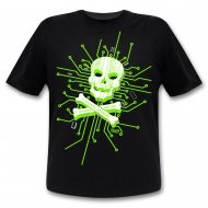 Männer Hacker T-Shirt mit Totenkopf  hochwertiger Siebdruck  CPU 1337 access denied access granted I Geekshirt Hackershirt Computerfreak Shirt