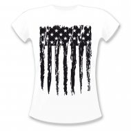 USA-Flagge T-Shirt Damen I USA Amerika Shirt Stars and Stripes I  Shirt weiß