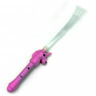 LED Einhorn Glasfaser Leuchtstab mit 3 Leuchtfunktionen I LED Blink Leuchtwedel Unicorn Pink Lila