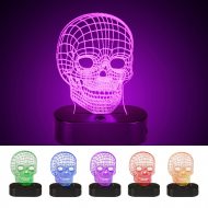 3D Lampe LED-Totenkopf Dekolicht mit 8 Leuchtmodi I Halloween Dekolampe I Jugenzimmer Schafzimmmer Farbwechsel-Leuchte