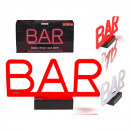 LED Neon Leuchte BAR 36x10cm I LED-Tischdekoration I Mobiler leuchtender BAR Schriftzug rot I Party Leuchtobjekt USB- oder batteriebetrieben