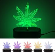 3D Lampe Hanfblatt I LED Cannabis Deko I Kiffer Party Dekolicht I LED-Tischlicht