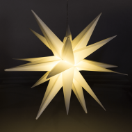 Leuchtender Adventsstern weiß Innen & Außen Ø 35cm I Weihnachtsstern batteriebetrieben zum Aufhängen I Weißer Stern Weihnachtsbeleuchtung I Timerfunktion
