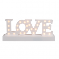 LED Love lamp I LED capital letters LOVE battery-operated I Love in white on a base
