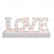 LED Love Leuchte I LOVE Schriftzug Dekoration weiß auf Sockel I 30 x 12 cm 27 warmweißen LEDs I Out of the blue Liebe Schild I Hochzeitdekoration
