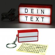 Personalized red LED keyring I Illuminated sign pendant with your own text I Creative souvenir and guest gift