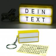 Personalized yellow LED keyring I Illuminated sign pendant with your own text I Creative souvenir and guest gift