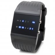 Binär-Armbanduhr mit blauen LEDs I LED Anzeige Binäruhr Herren I LED-Armbanduhr