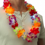 LED-Hawaiikette Leuchtende Blumenkette Hula-Kette I Schlagerparty Fasching Karnval Party-Halschmuck