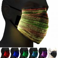 Wiederaufladbare Multicolor LED-Glasfaser-Maske schwarz mit 11 Leuchtfunktionen I  leuchtende Community Maske