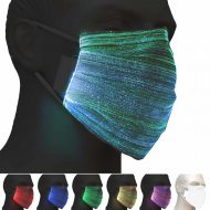 Wiederaufladbare Multicolor LED-Glasfaser-Maske in weiss mit 11 Leuchtfunktionen I  leuchtende Community Maske