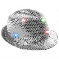 Silver sequin LED hat I Trilby New Year's Eve party hat