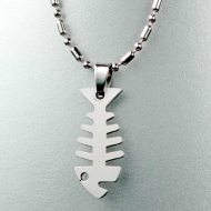 Necklace with stainless steel chain pendant fish