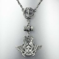 Angel mermaid necklace made of pewter
