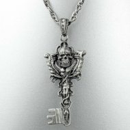 Pewter key skull necklace