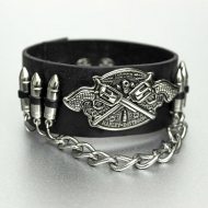 Leather bracelet with snap fasteners