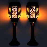Solar torch with flame effect and base I solar light flickering torch I LED solar garden light flickering effect I weatherproof outdoor garden lighting