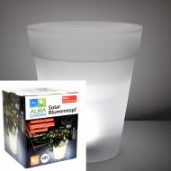 Solar Blumentopf 19 x 16 cm I Solar-Pflanzentopf Dekoleuchte weiße LEDs I Wasserdicht Lichtvase Garten und Balkon Party | Kleiner Eiswürfel Leuchtkübel Sommernacht