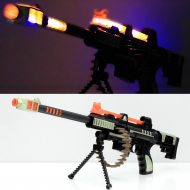 Spielzeug-Maschinengewehr mit Licht- & Sound I 59 x 17cm I Leuchtende Spielzeugwaffe Kinder I  Mit Stativ und Tragegurt I Spielzeuggewehr Kostümzubehör