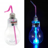 LED-Cocktail Trinkglas 400 ml  Glühbirne | LED-Trinkglas mit Farbwechsel I Multicolor Trinkbecher blinkt und leuchtet I Leuchtbecher