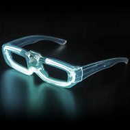 Transparente LED-Partybrille I LED-Brille weiß mit 3 Leuchtmodi leuchtend oder blinkend I Leuchtbrille Kostüm-Accessoire Schlagerparty & Festivals