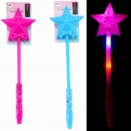LED-Sternstab mit Schleife 34 cm I Leuchtender Zauberstab Kinder I Engel-Sternstab multicolor I Sternsinger I Langer Weichnachtsstern Stab