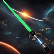 LED Lichtschwert grün 83 cm I Spiezeug-Laserschwert mit Sound & Licht I Weltraum-Krieger Spielzeugwaffe Lichtschwert I Rollenspiel Kinder