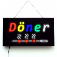 LED shop sign DÖNER | 3 light modes | Doner Shop | doner sign | kebab skewer