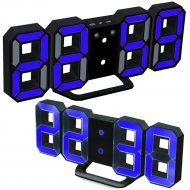 3D LED-Uhr blau | Digitale LED Standuhr & Wanduhr I USB betriebene Uhr mit 12 / 24 Stunden-Anzeige | Temperaturanzeige