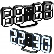3D LED-Uhr weiß | Digitale LED Tischuhr & Wanduhr I USB betriebene Uhr mit 12 / 24 Stunden-Anzeige | Temperaturanzeige I Weckfunktion I Datumsanzeige